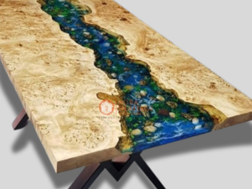 Ocean Beach Resin Art,Epoxy Dining Table, sofa, center table,Live Edge,Walnut Table, Epoxy Resin Art,River Tabletop